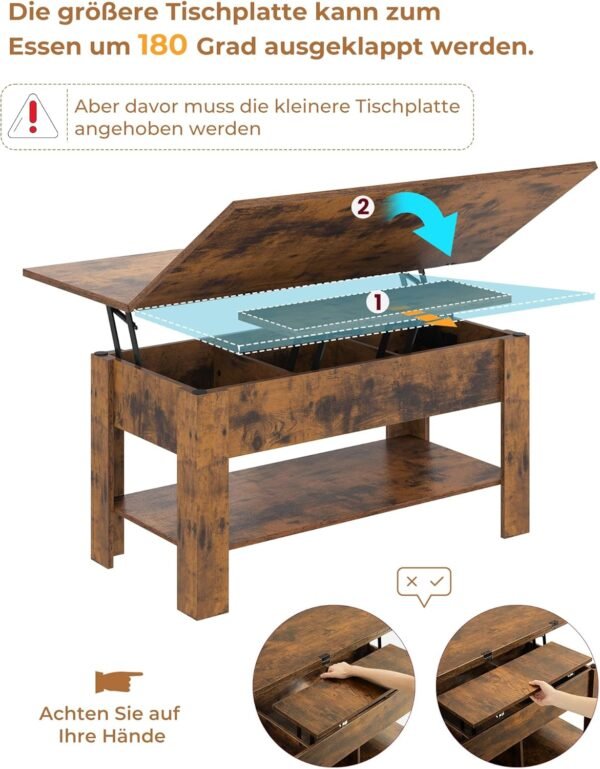 SIKAIC-Multifunktions-Couchtisch, höhenverstellbar, ideal als Couchtisch oder Esstisch - Image 2